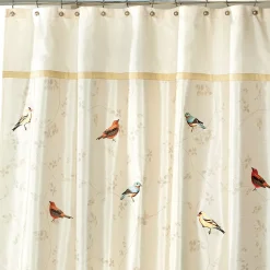 Avanti Gilded Birds Fabric Shower Curtain