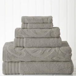 Pacific Coast Textiles 6-piece Jacquard Medallion Swirl & Solid Mix & Match Towel Set
