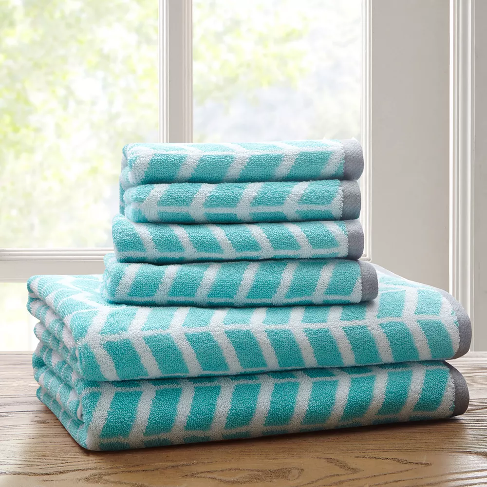 Intelligent Design Elle 6-piece Chevron Jacquard Towel Set - Image 2