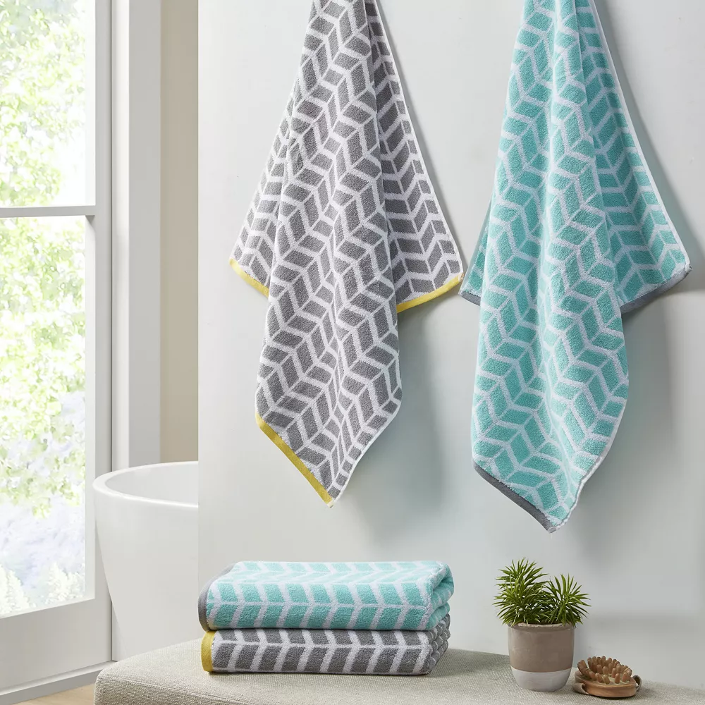 Intelligent Design Elle 6-piece Chevron Jacquard Towel Set - Image 3