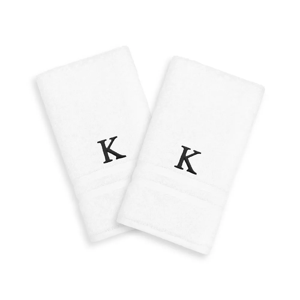 Linum Home Textiles 2-pack Black Monogram Hand Towel