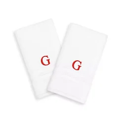 Linum Home Textiles 2-pack Red Monogram Hand Towel