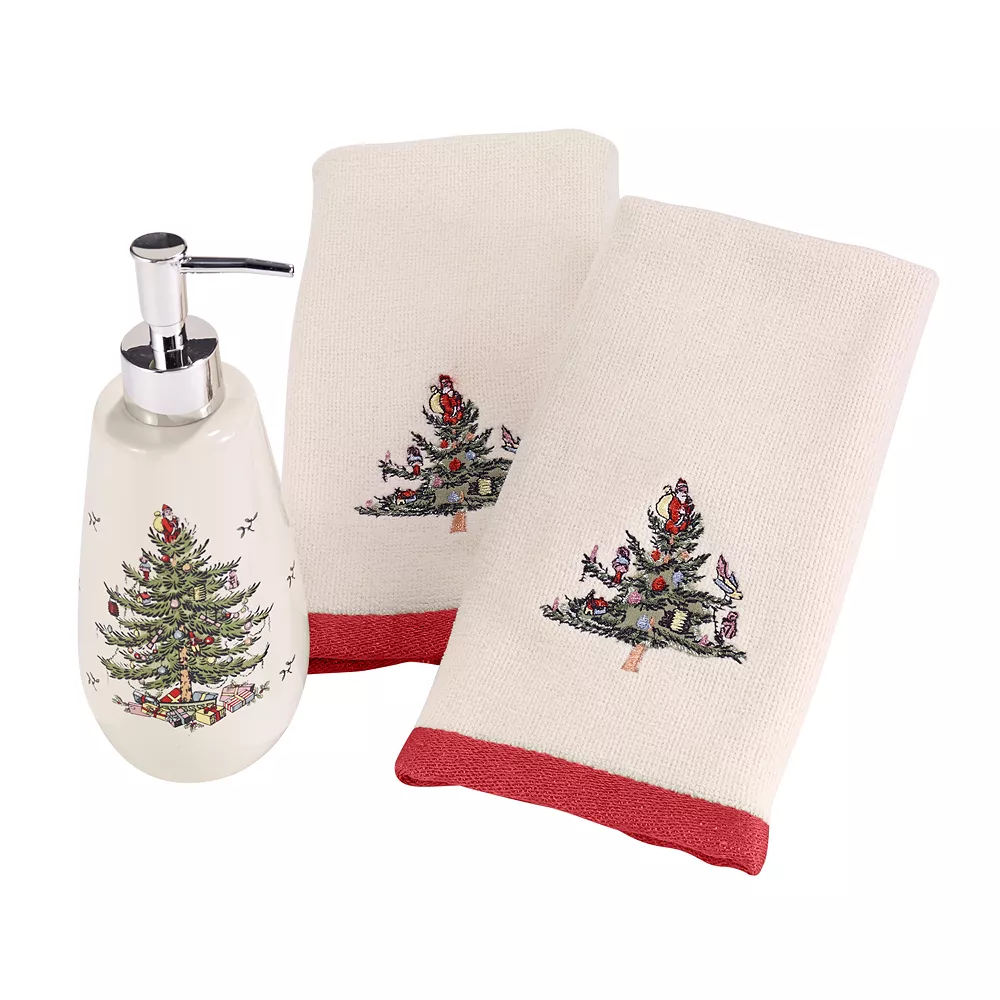 Avanti 3-piece Spode Tree Fingertip Towel & Soap Pump Set 1 Avanti 3-piece Spode Tree Fingertip Towel & Soap Pump Set