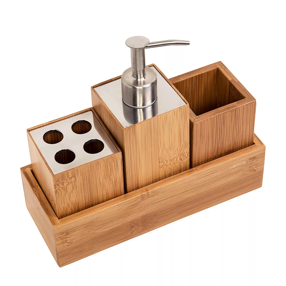 Honey-Can-Do Bamboo 4-piece Bath Accessory Set