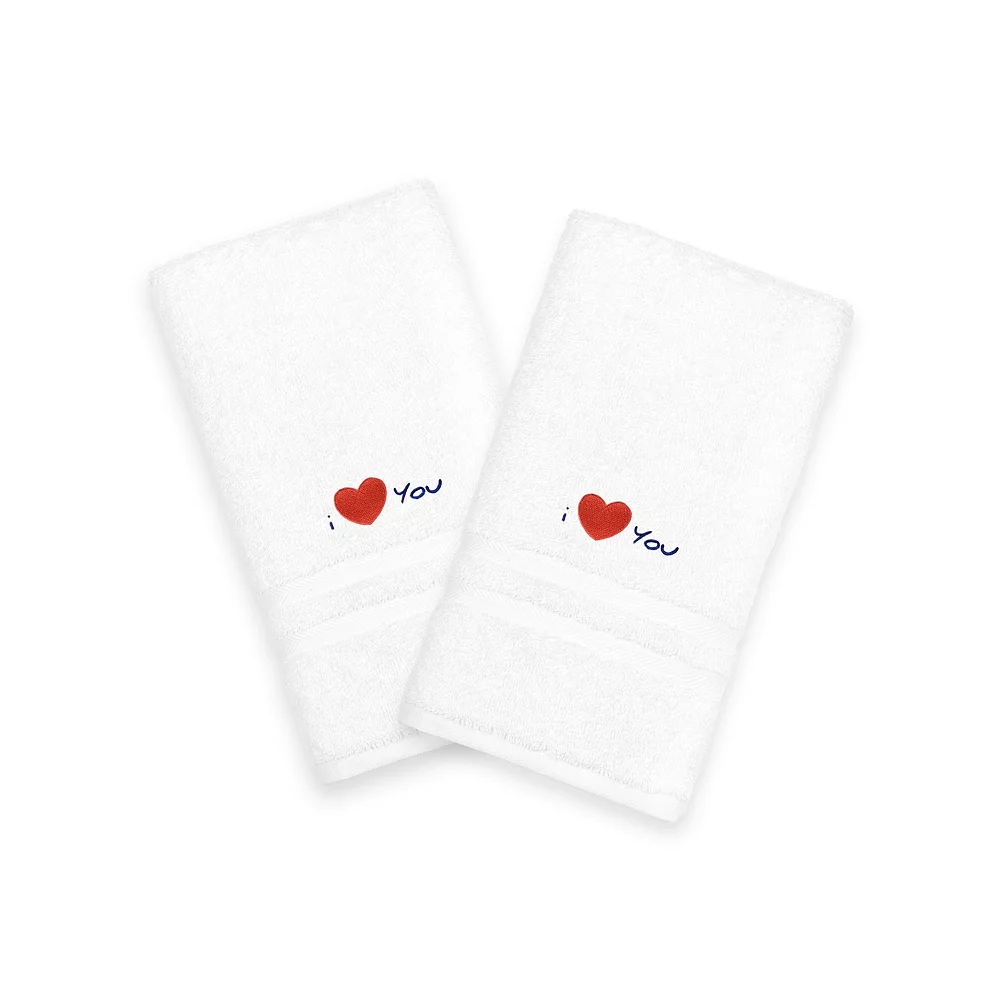 Linum Home Textiles "I Love You" Embroidered 2-pack Hand Towels
