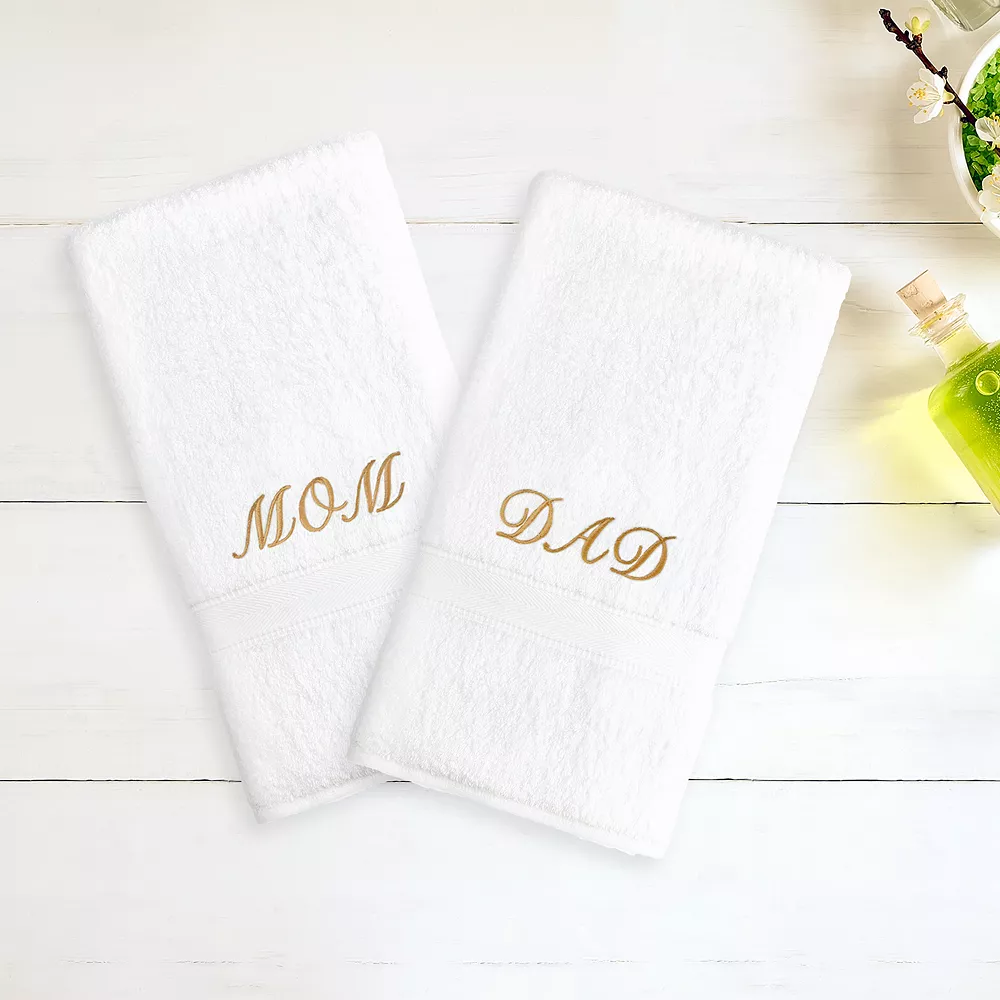 Linum Home Textiles "Mom & Dad" Embroidered 2-pack Hand Towels - Image 2
