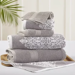 Allure Home Creations Allure 6-piece Artesia Damask Reversible Jacquard Bath Towel Set