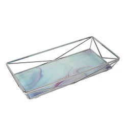 Home Details Marble Metallic Agate Design Geometric Vanity Tray