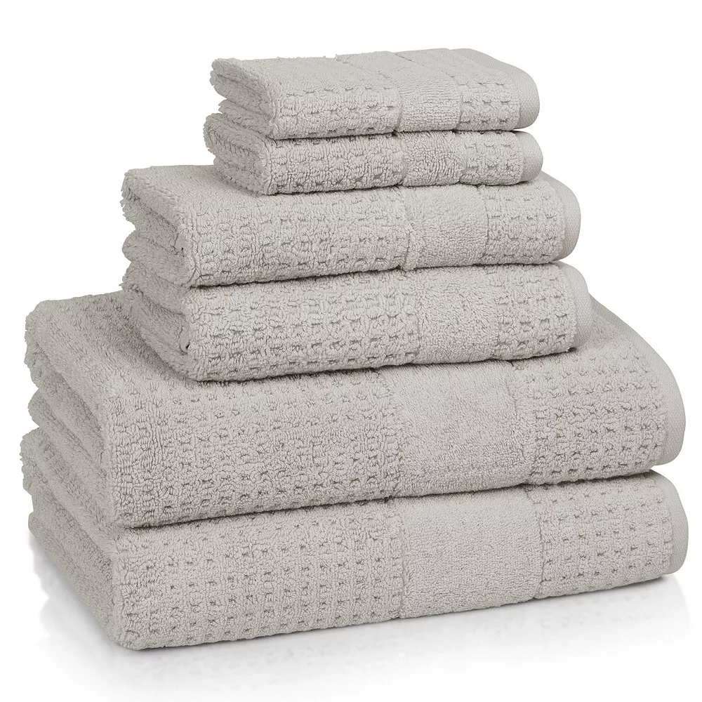 Cassadecor Turkish Checkered Textured 6-piece Bath Towel Set