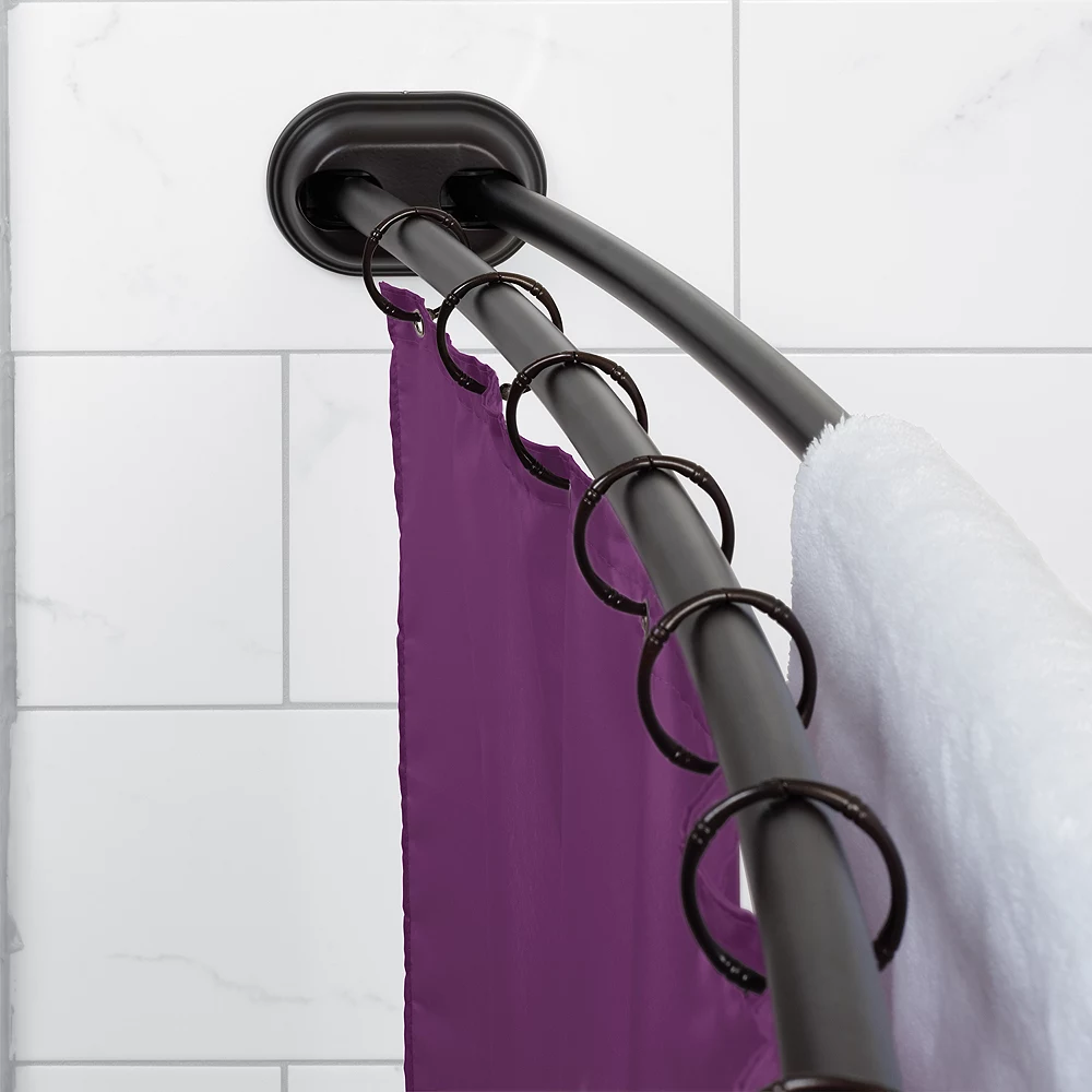 Zenna Home Never Rust Aluminum Adjustable Tension Curved Shower Rod - Image 2