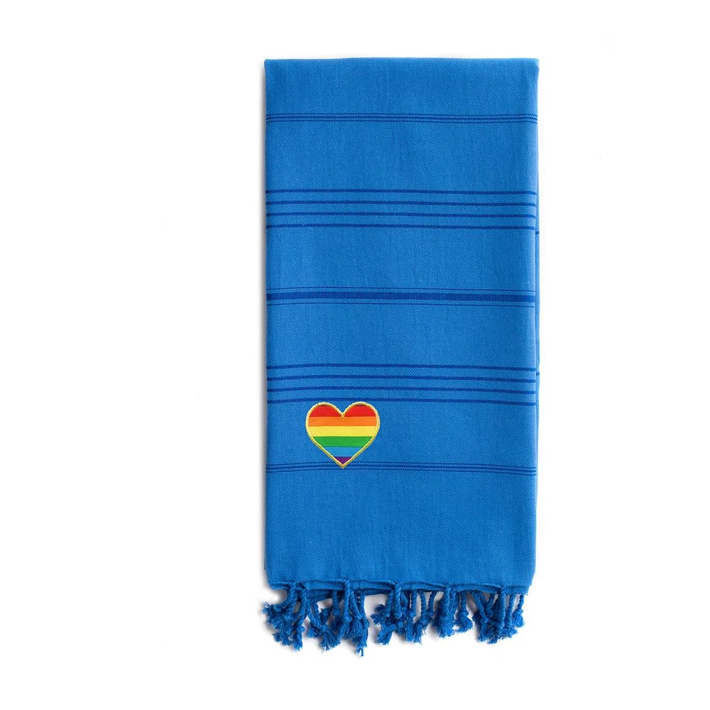 Linum Home Textiles Turkish Cotton Summer Fun Cheerful Rainbow Heart Pestemal Beach Towel - Image 4