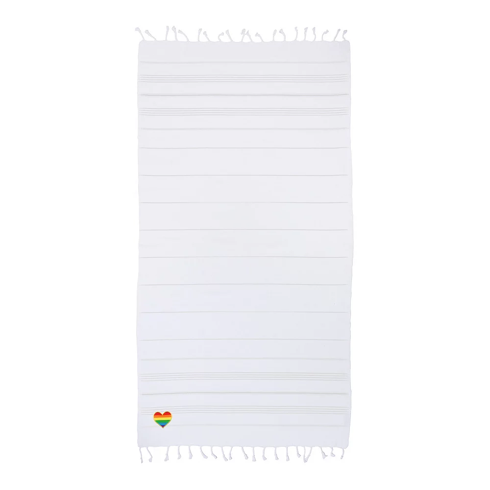 Linum Home Textiles Turkish Cotton Summer Fun Cheerful Rainbow Heart Pestemal Beach Towel