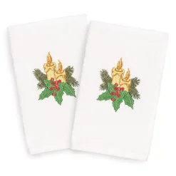 Linum Home Textiles Christmas 2-pack Candles Embroidered Luxury Turkish Cotton Hand Towels