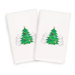 Linum Home Textiles 2-pack Christmas Three Trees Embroidered Hand Towel Set