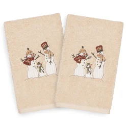 Linum Home Textiles 2-pack Christmas Snow Family Embroidered Hand Towel Set