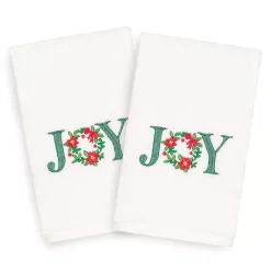 Linum Home Textiles Christmas 2-pack Joy Embroidered Luxury Turkish Cotton Hand Towels