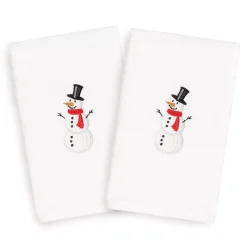 Linum Home Textiles 2-pack Snowman Embroidered Hand Towel Set