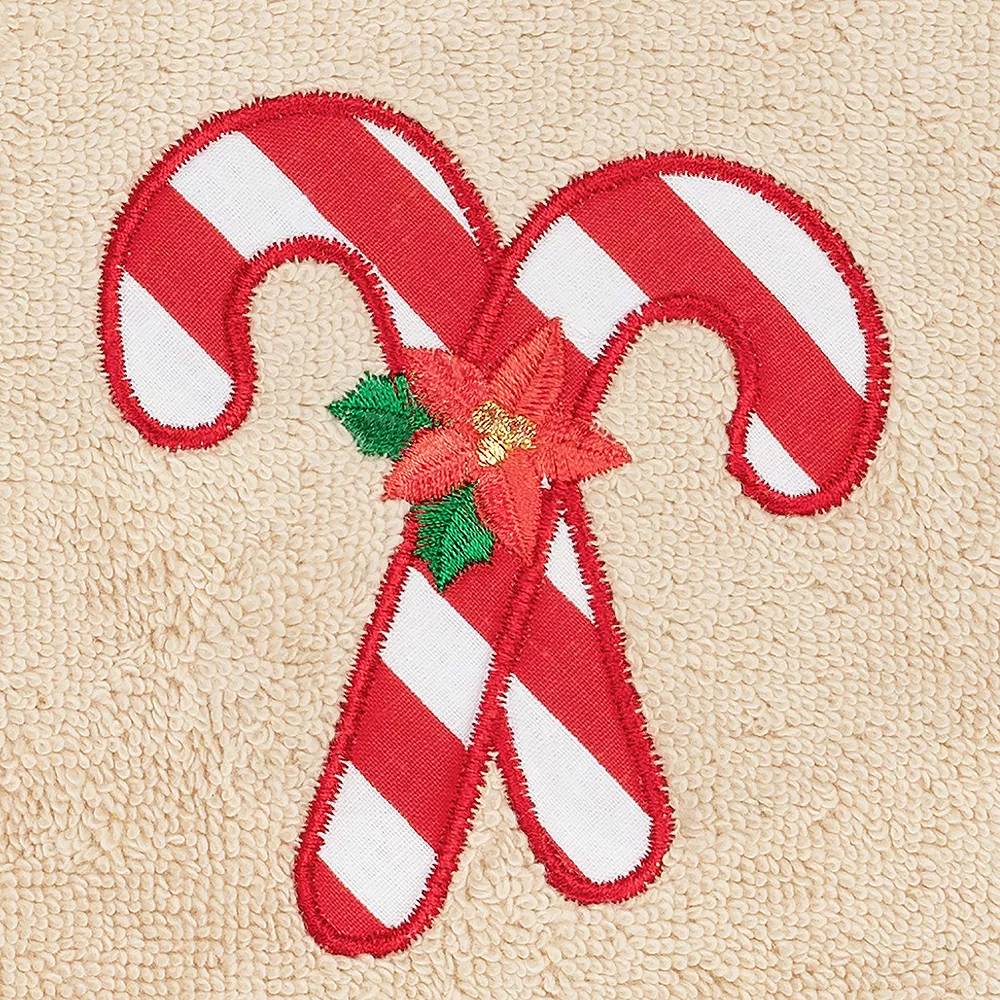 Linum Home Textiles Christmas 2-pack Candy Canes Embroidered Luxury Turkish Cotton Hand Towels - Image 3