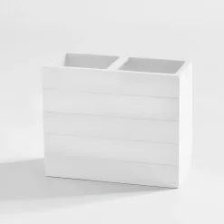 Cassadecor Lacquer Stripe White Toothbrush Holder