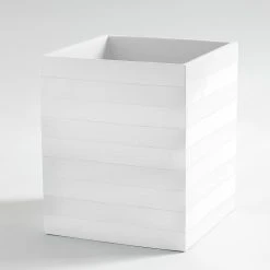 Cassadecor Lacquer Stripe White Wastebasket