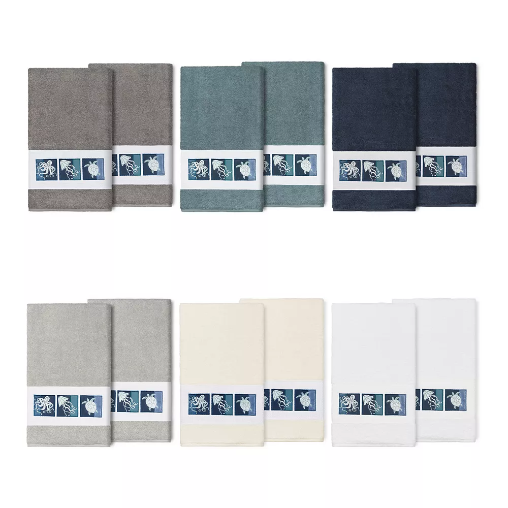 Linum Home Textiles Turkish Cotton Ava 2-pack Embellished Bath Towel Set - Image 3