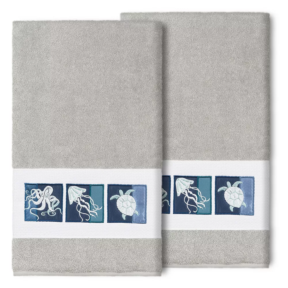 Linum Home Textiles Turkish Cotton Ava 2-pack Embellished Bath Towel Set