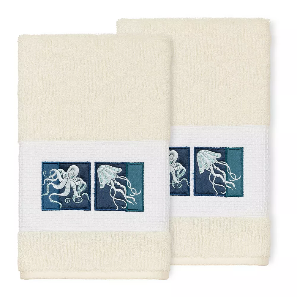 Linum Home Textiles Turkish Cotton Ava 2-pack Embellished Hand Towel Set