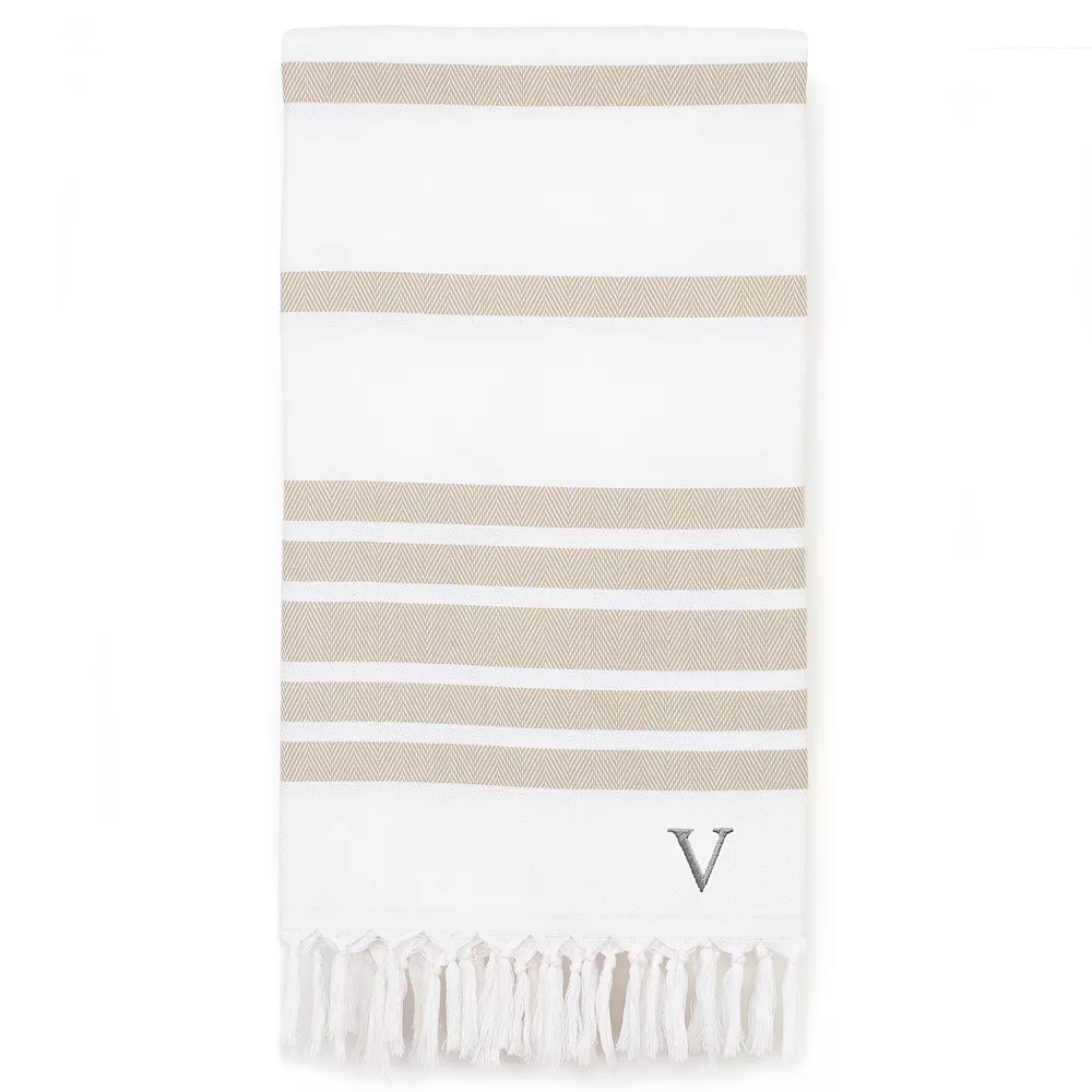 Linum Home Textiles Turkish Cotton Herringbone Personalized Pestemal Beach Towel