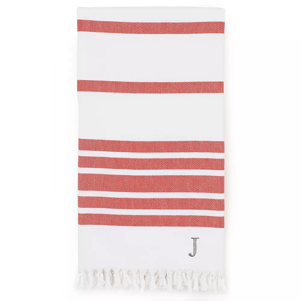 Linum Home Textiles Turkish Cotton Herringbone Personalized Pestemal Beach Towel