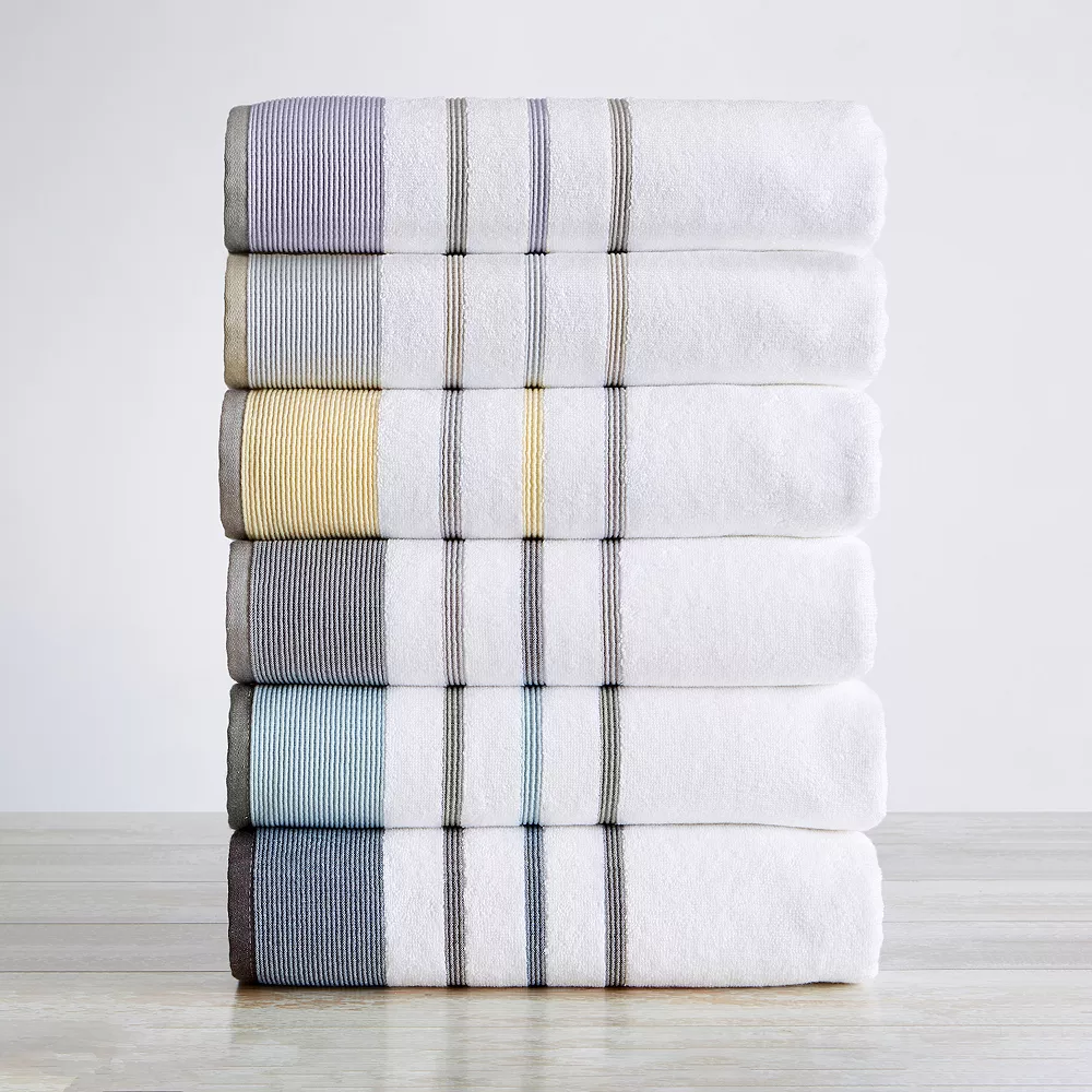Great Bay Home 6-Piece Cotton Striped Towel Set - Image 2