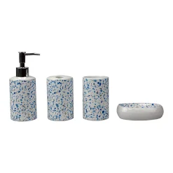 Home Basics Trendy Terrazzo 4-Piece Ceramic Bath Accessory Set