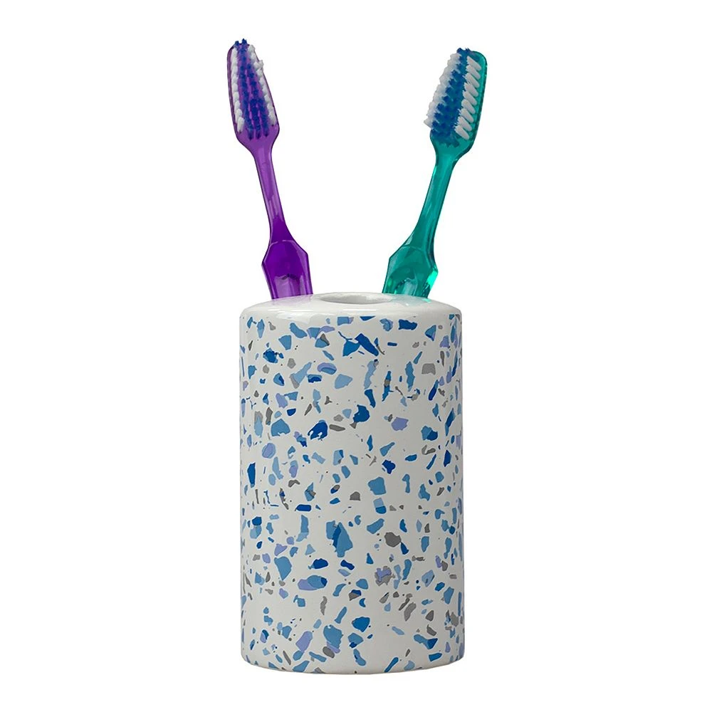 Home Basics Trendy Terrazzo 4-Piece Ceramic Bath Accessory Set - Image 3