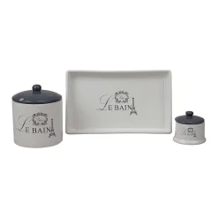 Home Basics Le Bain Paris 2-piece Ceramic Canister Set With Coordinating Ceramic Vanity Tray