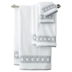 Lands' End Supima Cane Weave Jacquard Border Hand Towel