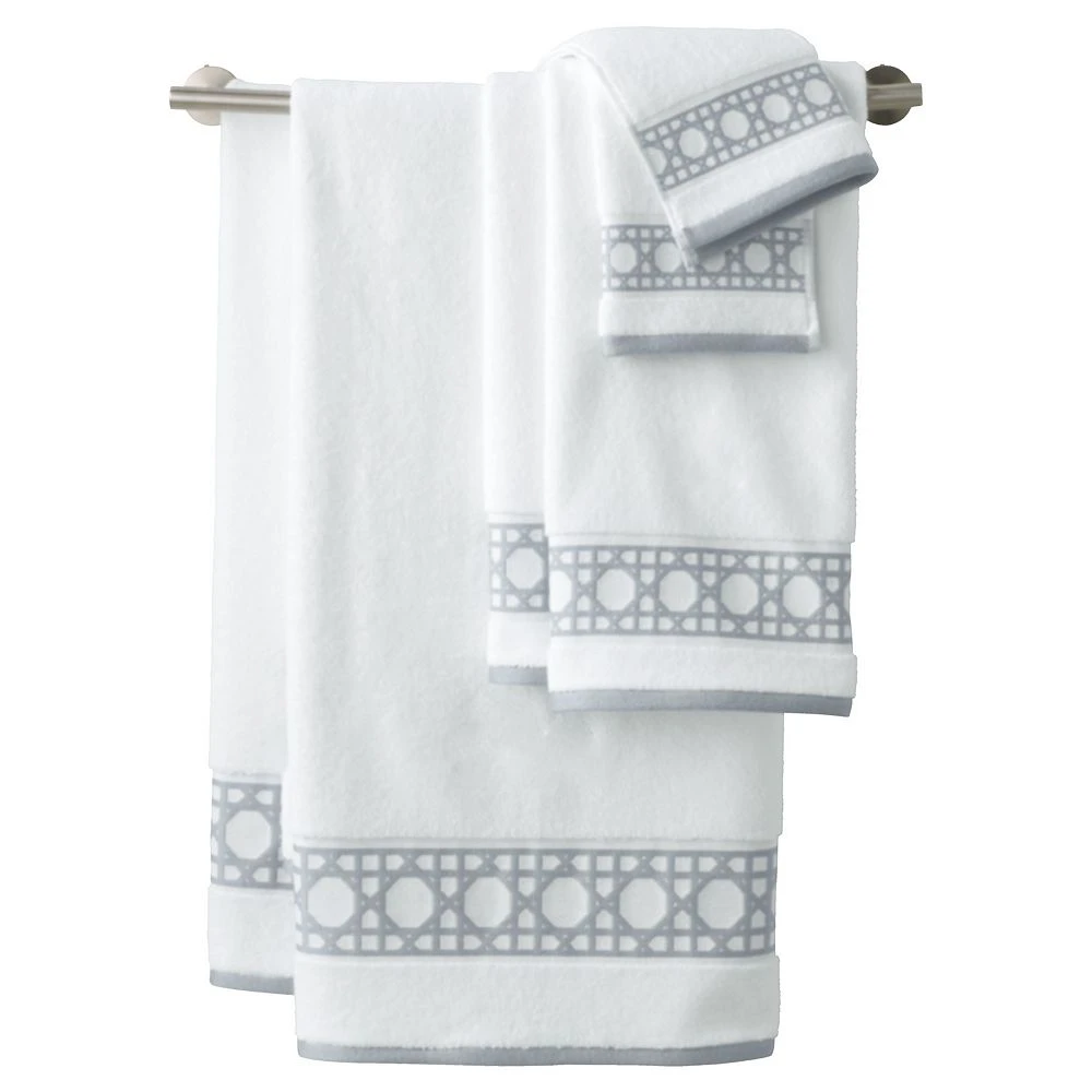 Lands' End Supima Cane Weave Jacquard Border Hand Towel