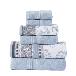 Modern Threads 6-piece Yarn Dyed Jacquard & Solid Bath Towel Set