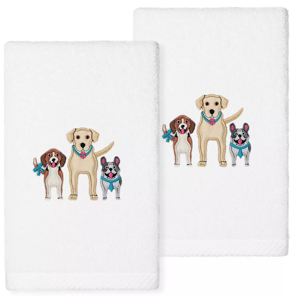 Linum Home Textiles Turkish Cotton Dogs Embroidered 2-pack Hand Towel Set