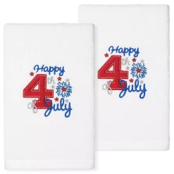 Linum Home Textiles Turkish Cotton 4TH Of July Embroidered 2-pack Hand Towel Set