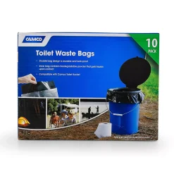 Camco 41548 10 Pack Of Leak Proof Double Lined Camping Toilet Waste Bags, Black