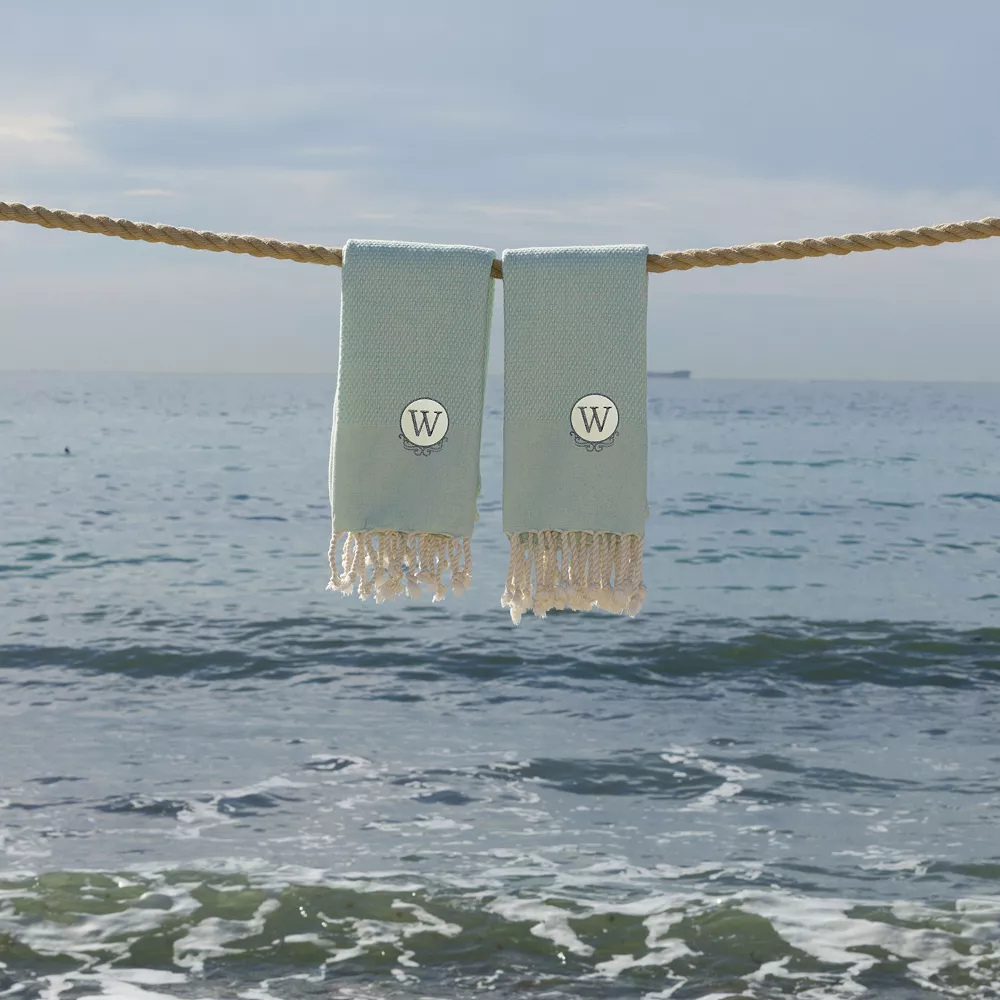 Linum Home Textiles Turkish Cotton Personalized Fun In Paradise Pestemal 2-pack Hand Towel Set - Image 3