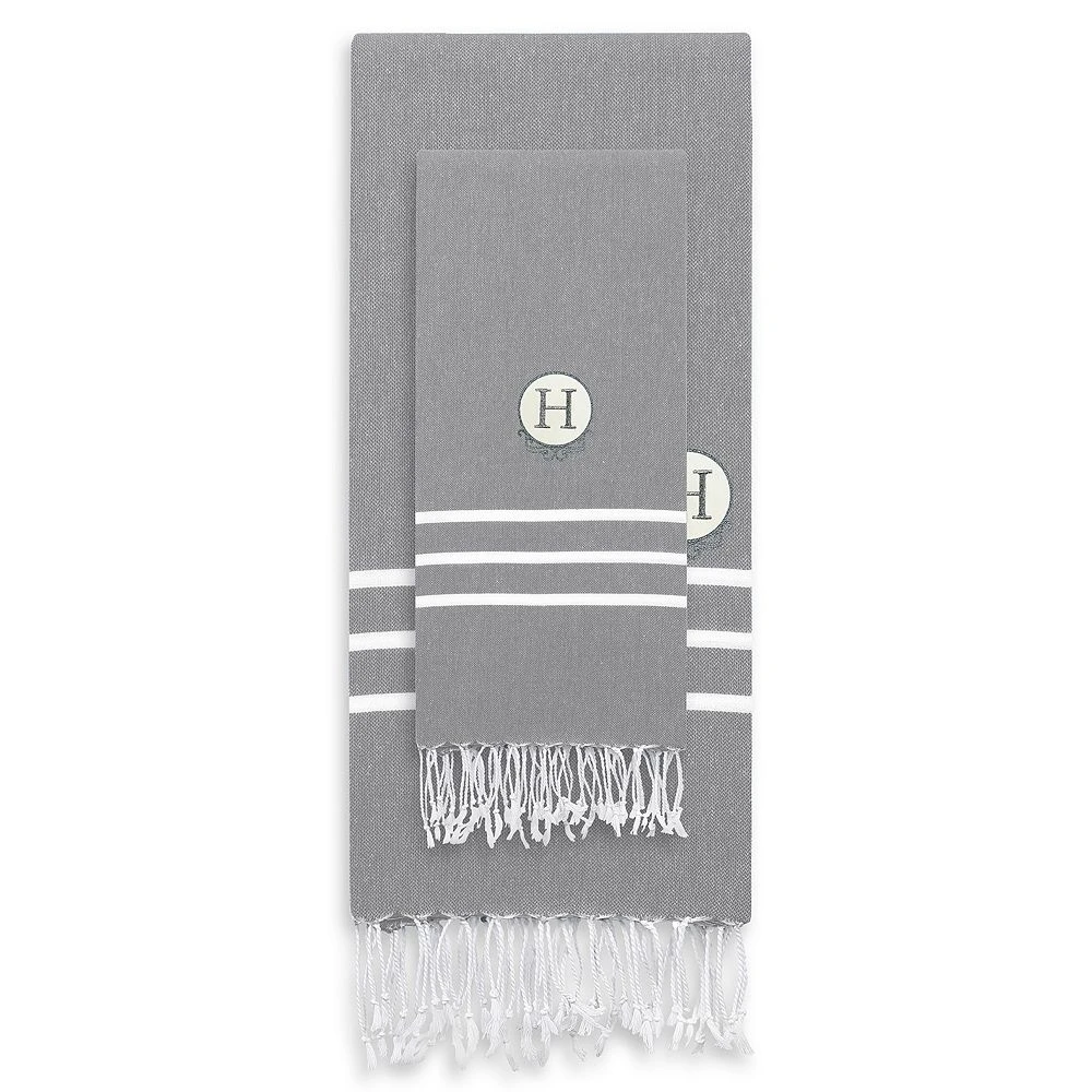 Linum Home Textiles Turkish Cotton Personalized Alara Pestemal Beach And Hand Towel Set