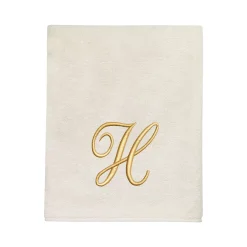 Avanti Premier Ivory/Gold Script Monogram Bath Towel