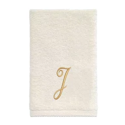 Avanti Premier Ivory/Gold Script Monogram Fingertip Towel