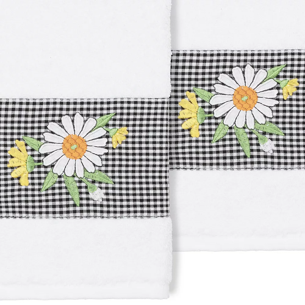 Linum Home Textiles Turkish Cotton Daisy 2-piece Embellished Hand Towel Set - Image 2