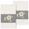 Linum Home Textiles Turkish Cotton Daisy 2-piece Embellished Hand Towel Set