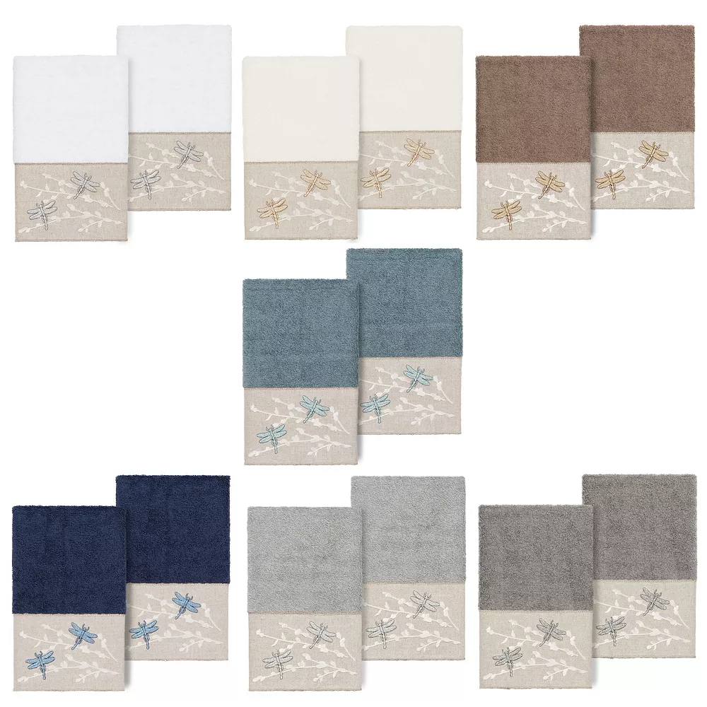 Linum Home Textiles Turkish Cotton Braelyn 2-piece Embellished Hand Towel Set - Image 3