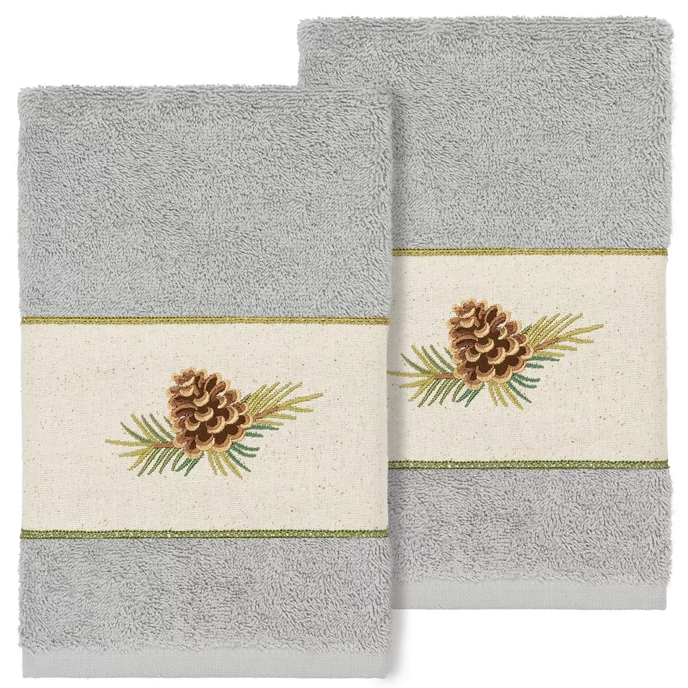 Linum Home Textiles Turkish Cotton Pierre 2-piece Embellished Hand Towel Set