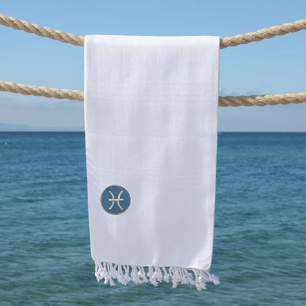 Linum Home Textiles Turkish Cotton Summer Fun Horoscope Pisces Pestemal Beach Towel - Image 3