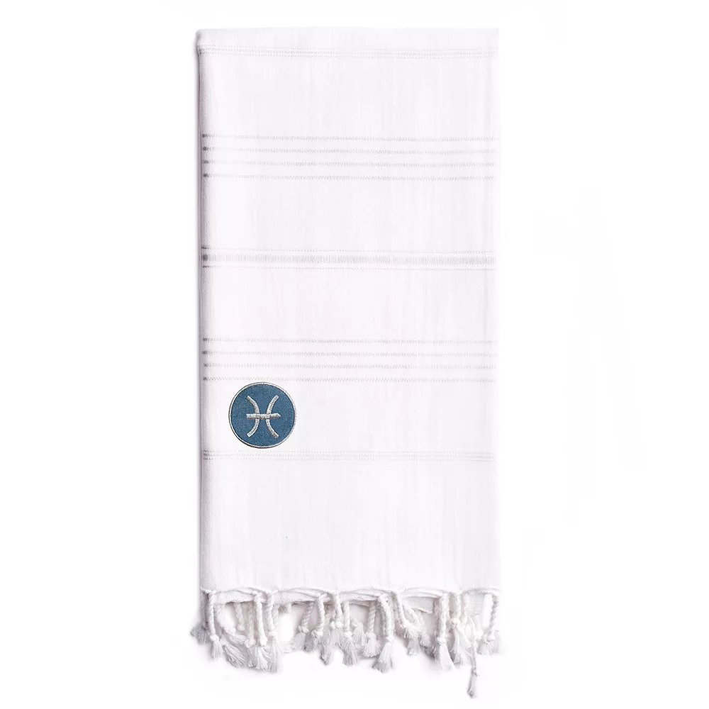 Linum Home Textiles Turkish Cotton Summer Fun Horoscope Pisces Pestemal Beach Towel