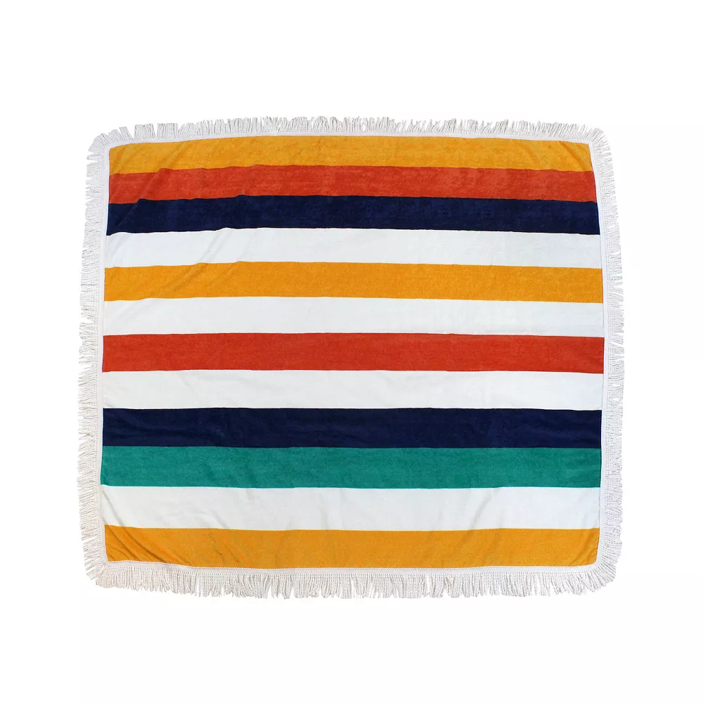 Sand & Surf Square Beach Towel With Fringe